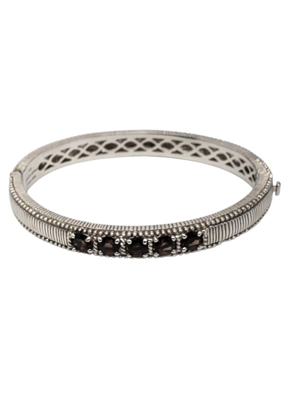 Judith Ripka Sterling Silver Smokey Topaz Bangle Bracelet #24105